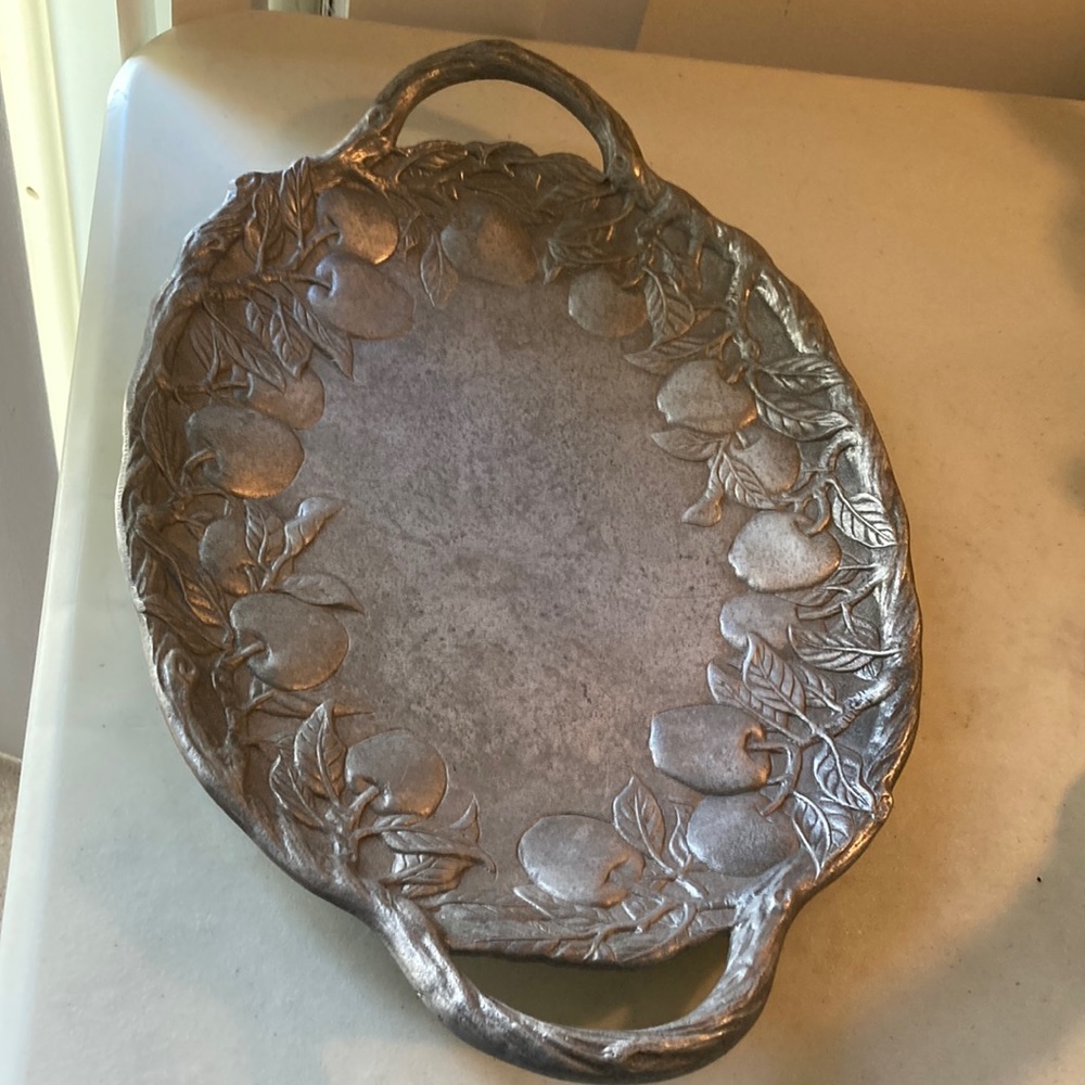 Arthur Court Pewter Platter With Apple Design